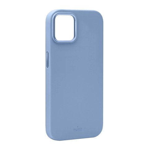 Puro Silicon Cover 'ICON MAG PRO' with magnets inside, metal buttons and camera ring for iPhone 15 Plus, light blue color