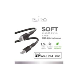 Puro Soft Cable USB-C to Lightning 1.5m, black