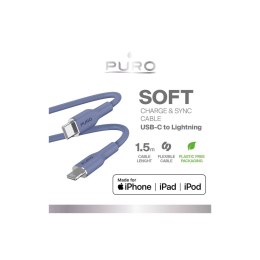 Puro Soft Cable USB-C to Lightning, 1.5m, light blue