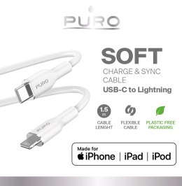 Puro Soft Cable USB-C to Lightning 1.5m, white