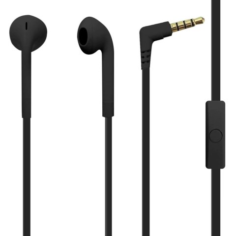 Puro Stereo "ICON" wired earphones with Microphone, calls buttons, clip, flat cable, black