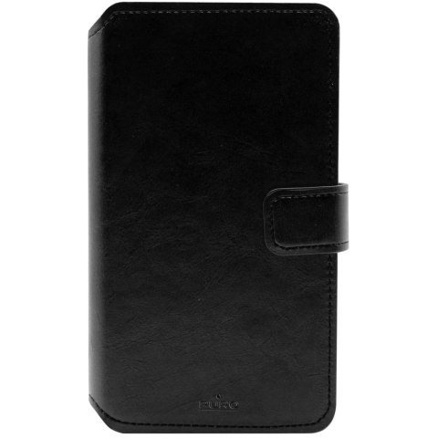 Puro Universal eco leather wallet case XXL with adjustable 360° hook+1 pocket+2 cards compartments, black