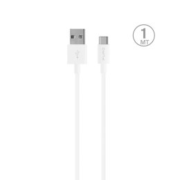 Puro White Cable in TPE USB-A to Type-C, USB 2.0, 1m, white