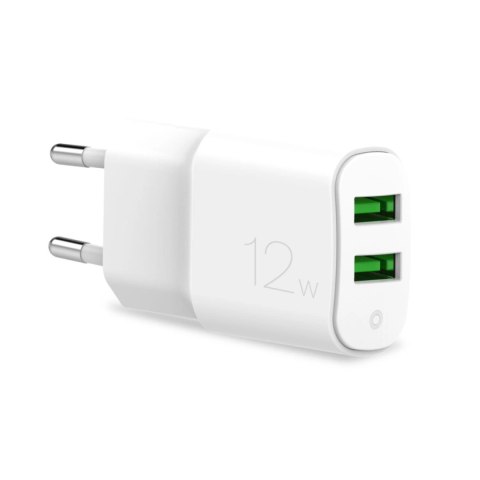 Puro White Fast Charger Mini Carica Travel Charger 2 USB-A, 12W, white