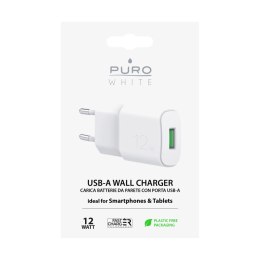 Puro White Fast Charger Mini travel charger 1 USB-A, 12W white