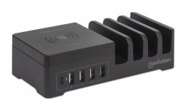 Stacja Zasilająca 1x USB-C PD, 1x USB-A QC, 3x USB-A, Qi 10W