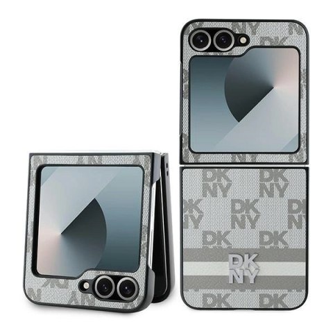 Etui DKNY Chequered Pattern Printed Stripes na Samsung Galxy Z Flip 6 - beżowe