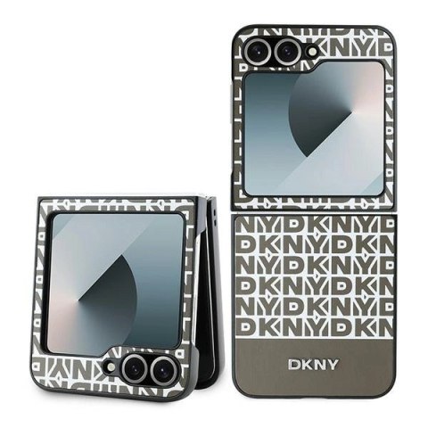 Etui DKNY Repeat Pattern Bottom Stripe na Samsung Galaxy Z Flip 6 - brązowe