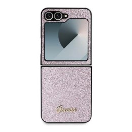 Etui Guess 4G Glitter Script na Samsung Galaxy Z Flip 6 - różowe