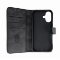 Etui Leather Book Case na iPhone 16 - czarne