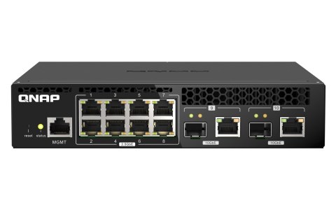 Qnap QSW-M2108R-2C, 8x 2.5GbE, 2x combo 10GbE SFP+/RJ45, managed switch, rackmount design, new rack mount kit