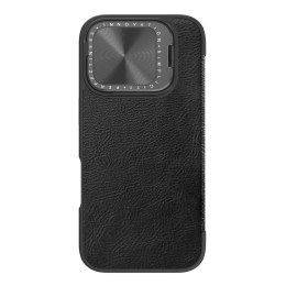 Etui Nillkin Qin Prop Leather Case z osłoną na aparat i podstawką na iPhone 16 Pro - czarne