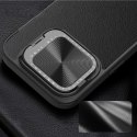 Etui Nillkin Qin Prop Leather Case z osłoną na aparat i podstawką na iPhone 16 Pro - czarne