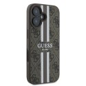 Etui Guess 4G Printed Stripes MagSafe na iPhone 16 Plus - brązowe