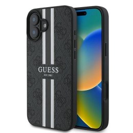 Etui Guess 4G Printed Stripes MagSafe na iPhone 16 Plus - czarne