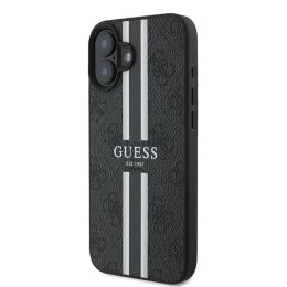 Etui Guess 4G Printed Stripes MagSafe na iPhone 16 Plus - czarne