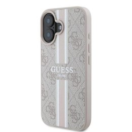 Etui Guess 4G Printed Stripes MagSafe na iPhone 16 Plus - różowe