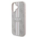 Etui Guess 4G Printed Stripes MagSafe na iPhone 16 Plus - różowe