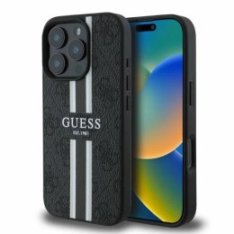 Etui Guess 4G Printed Stripes MagSafe na iPhone 16 Pro Max - czarne