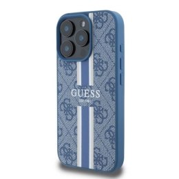 Etui Guess 4G Printed Stripes MagSafe na iPhone 16 Pro Max - niebieskie