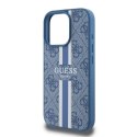 Etui Guess 4G Printed Stripes MagSafe na iPhone 16 Pro Max - niebieskie