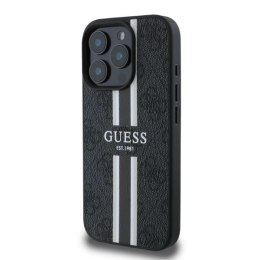 Etui Guess 4G Printed Stripes MagSafe na iPhone 16 Pro - czarne