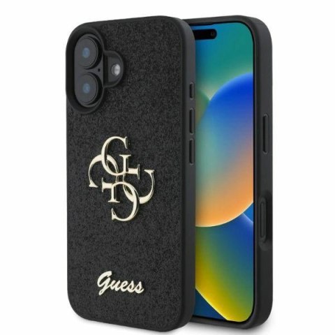 Etui Guess Fixed Glitter Big 4G na iPhone 16 - czarne