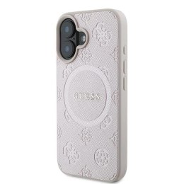 Etui Guess Saffiano Peony Classic Logo MagSafe na iPhone 16 Plus - różowe