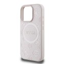 Etui Guess Saffiano Peony Classic Logo MagSafe na iPhone 16 Pro - różowe