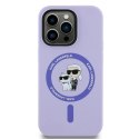 Etui Karl Lagerfeld HC MagSafe Silicone Karl&Choupette Heads Ring na iPhone 14 Pro - fioletowe