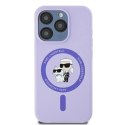 Etui Karl Lagerfeld Silicone Karl&Choupette Heads Ring MagSafe na iPhone 15 Pro - fioletowe