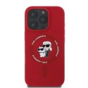 Etui Karl Lagerfeld Silicone Karl&Choupette Heads Ring MagSafe na iPhone 16 Pro - czerwony