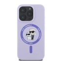 Etui Karl Lagerfeld Silicone Karl&Choupette Heads Ring MagSafe na iPhone 16 Pro - fioletowe