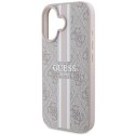 Etui Guess 4G Printed Stripes MagSafe na iPhone 16 - różowe