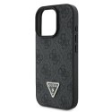 Etui Guess Leather 4G Triangle Strass MagSafe na iPhone 16 Pro - czarne