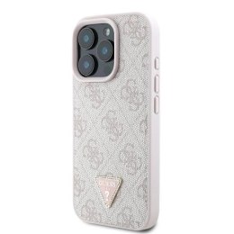 Etui Guess Leather 4G Triangle Strass MagSafe na iPhone 16 Pro - różowe