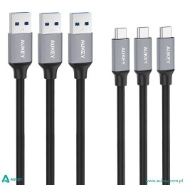 AUKEY CB-CMD1 zestaw 3 szt. nylonowych szybkich kabli Quick Charge USB C-USB 3.0 | 3 x 1m | 5 Gbps