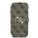 Etui Guess 4G Metal Logo na iPhone 16 Pro - brązowe