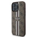 Etui Guess 4G Printed Stripes MagSafe na iPhone 16 Pro - brązowe