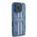 Etui Guess 4G Printed Stripes MagSafe na iPhone 16 Pro - niebieskie