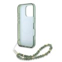 Etui Guess IML Flowers Allover Electro With Pearl Strap MagSafe na iPhone 16 Pro - zielone