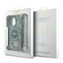 Etui Guess IML Flowers Allover Electro With Pearl Strap MagSafe na iPhone 16 Pro - zielone