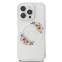 Etui Guess IML Flowers Wreath MagSafe na iPhone 16 Pro - przezroczyste