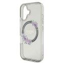 Etui Guess IML Flowers Wreath MagSafe na iPhone 16 - czarne