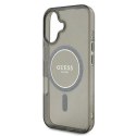 Etui Guess IML Glitter Circle MagSafe na iPhone 16 - czarne