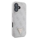 Etui Guess Leather 4G Triangle Strass MagSafe na iPhone 16 Plus - różowe