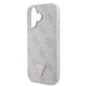 Etui Guess Leather 4G Triangle Strass MagSafe na iPhone 16 Plus - różowe