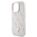 Etui Guess Leather 4G Triangle Strass MagSafe na iPhone 16 Pro Max - różowe