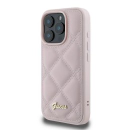 Etui Guess Quilted Metal Logo na iPhone 16 Pro - różowe