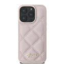 Etui Guess Quilted Metal Logo na iPhone 16 Pro - różowe